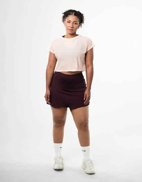 CONJUNTO IBIZA- FALDA SHORT +TOP+ BLUSA EN MALLA